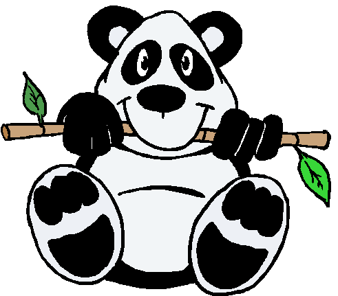 Clipart:  Cartoon Panda chewing on Bamboo